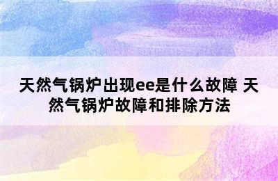 天然气锅炉出现ee是什么故障 天然气锅炉故障和排除方法